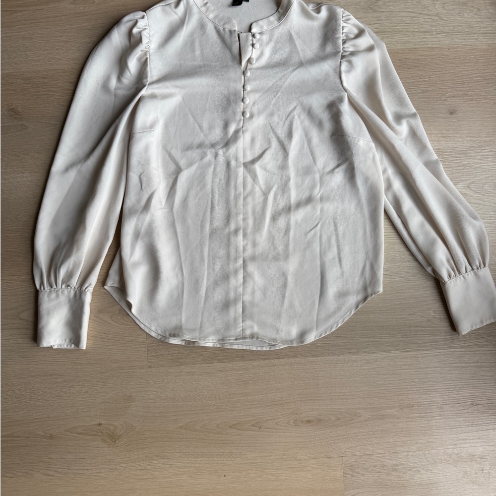 Ann Taylor Cream Button-Up Blouse